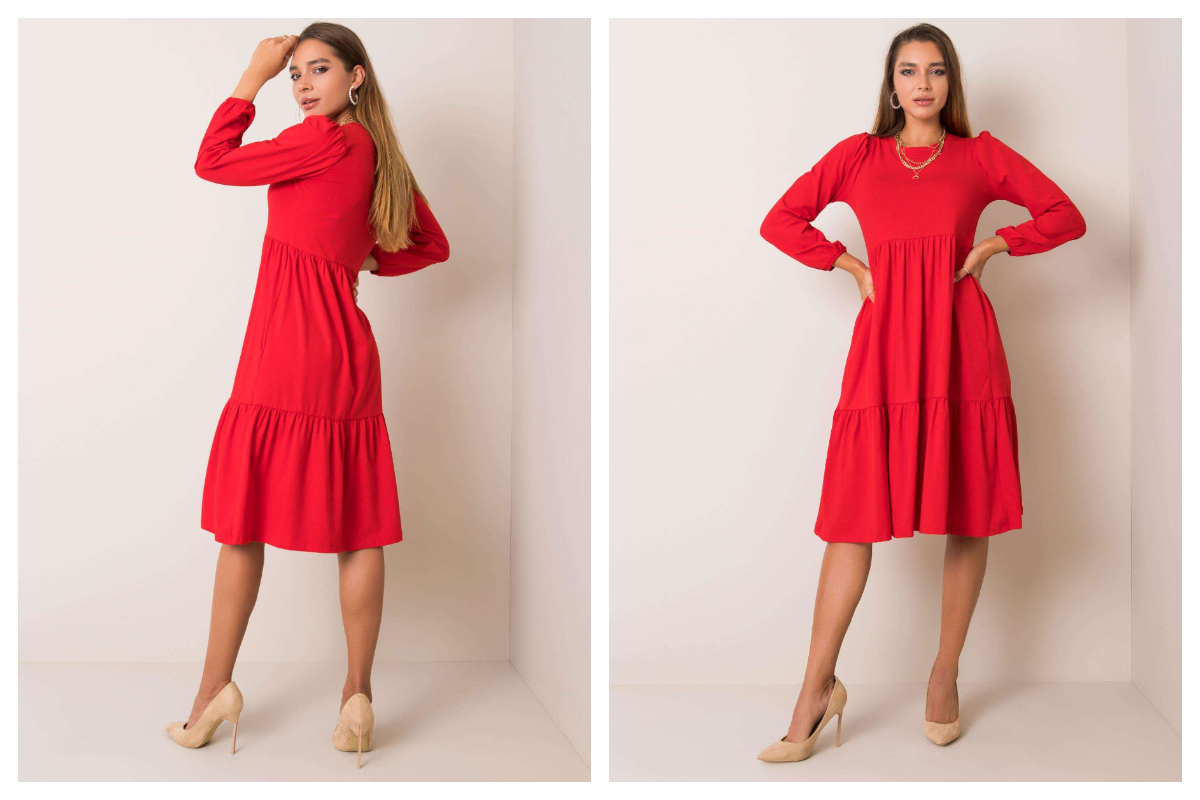 Bawełniana sukienka w kolorze czerwonym wpisująca się w eko trend w modzie