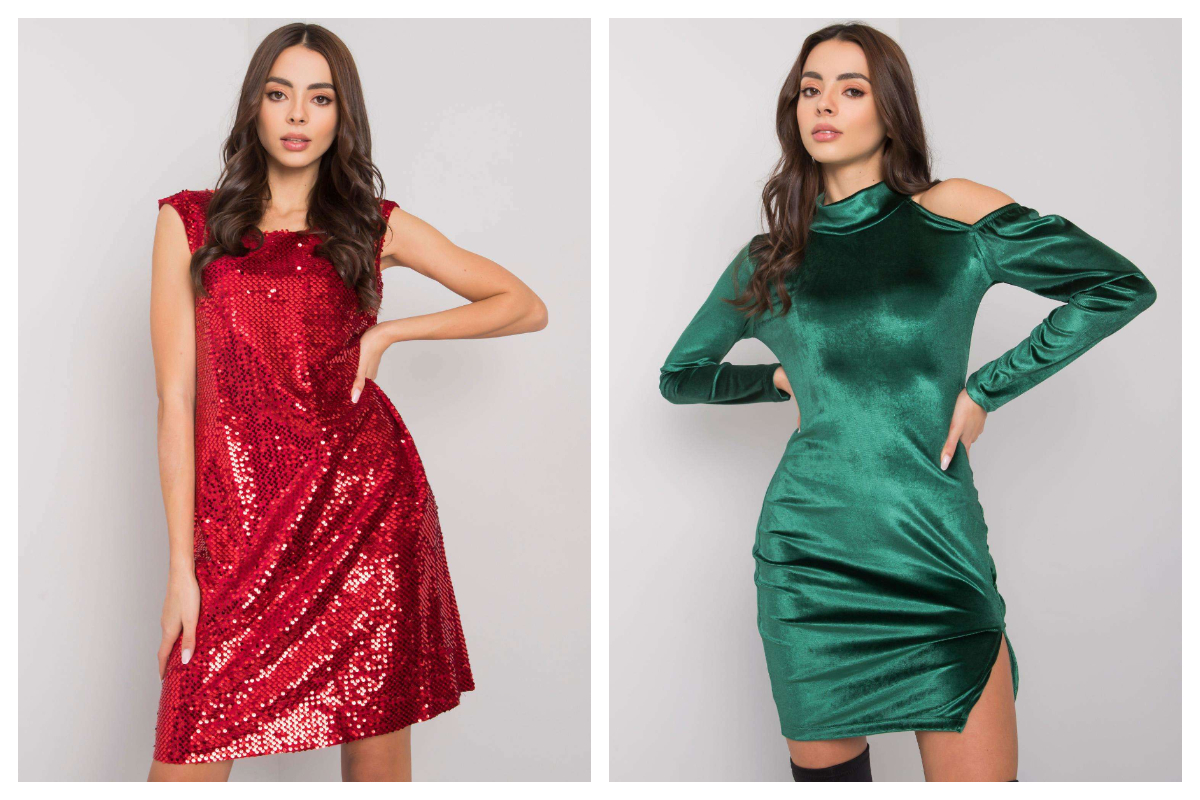 Stylizacja na Nowy Rok w hurcie z sukienka w kolorze czerwonym