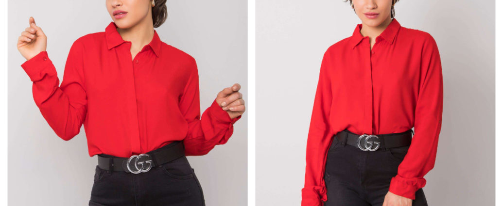 Elegancka koszula w czerwonym kolorze pasująca do biurowego dress code'u