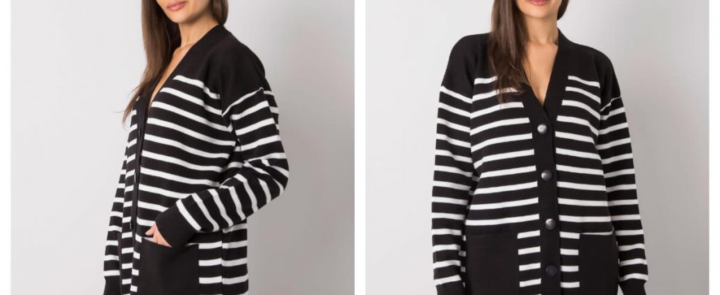 Krótki rozpinany sweter w hurcie w kolorze czarno-białym