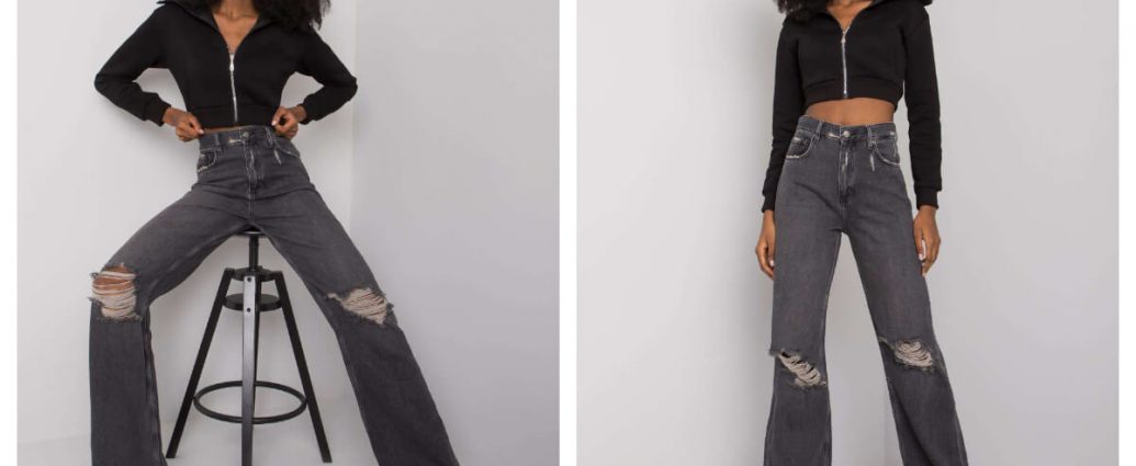 Spodnie jeans z dziurami w hurtowni w kolorze czarnym