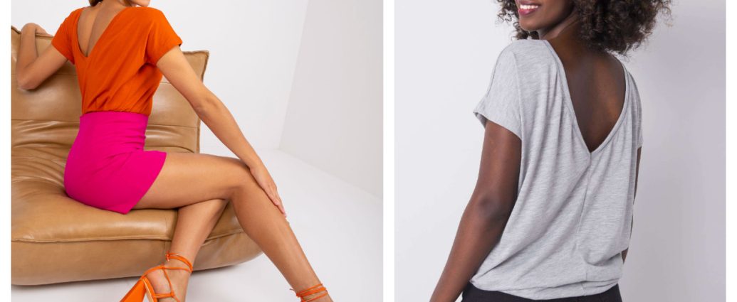Koszulki z dekoltem na plecach hurt - modne nowości do zamówienia online